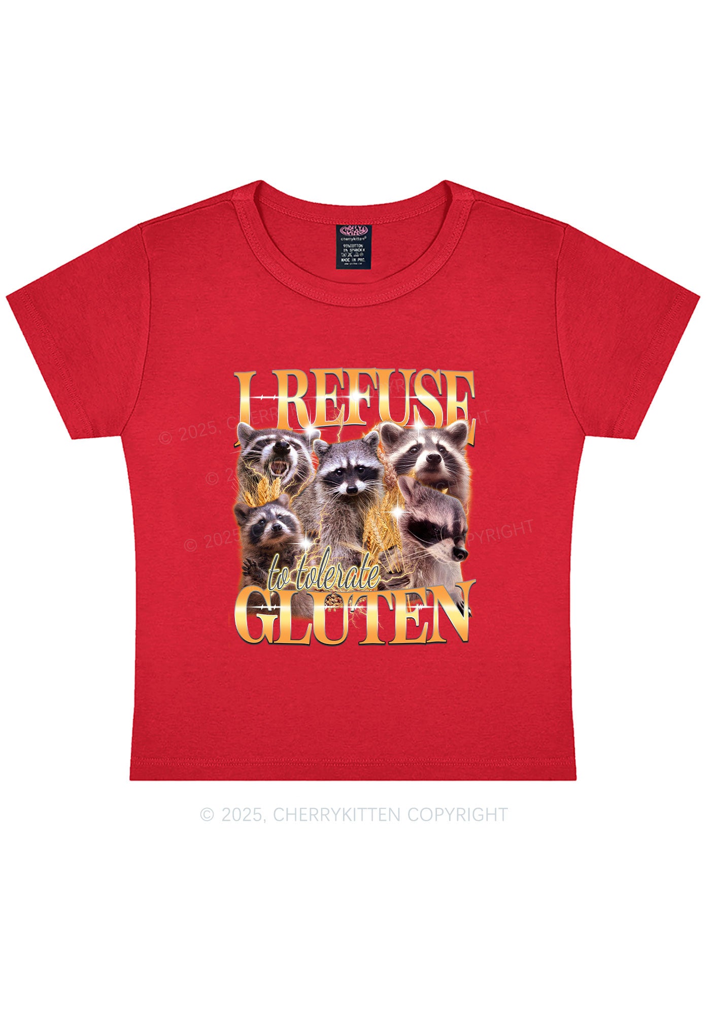Raccoons Refuse Tolerate Gluten Y2K Baby Tee Cherrykitten