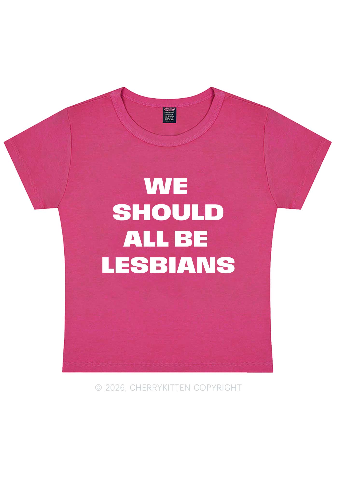 We Should All Be Lesbians Pride Y2K Baby Tee Cherrykitten