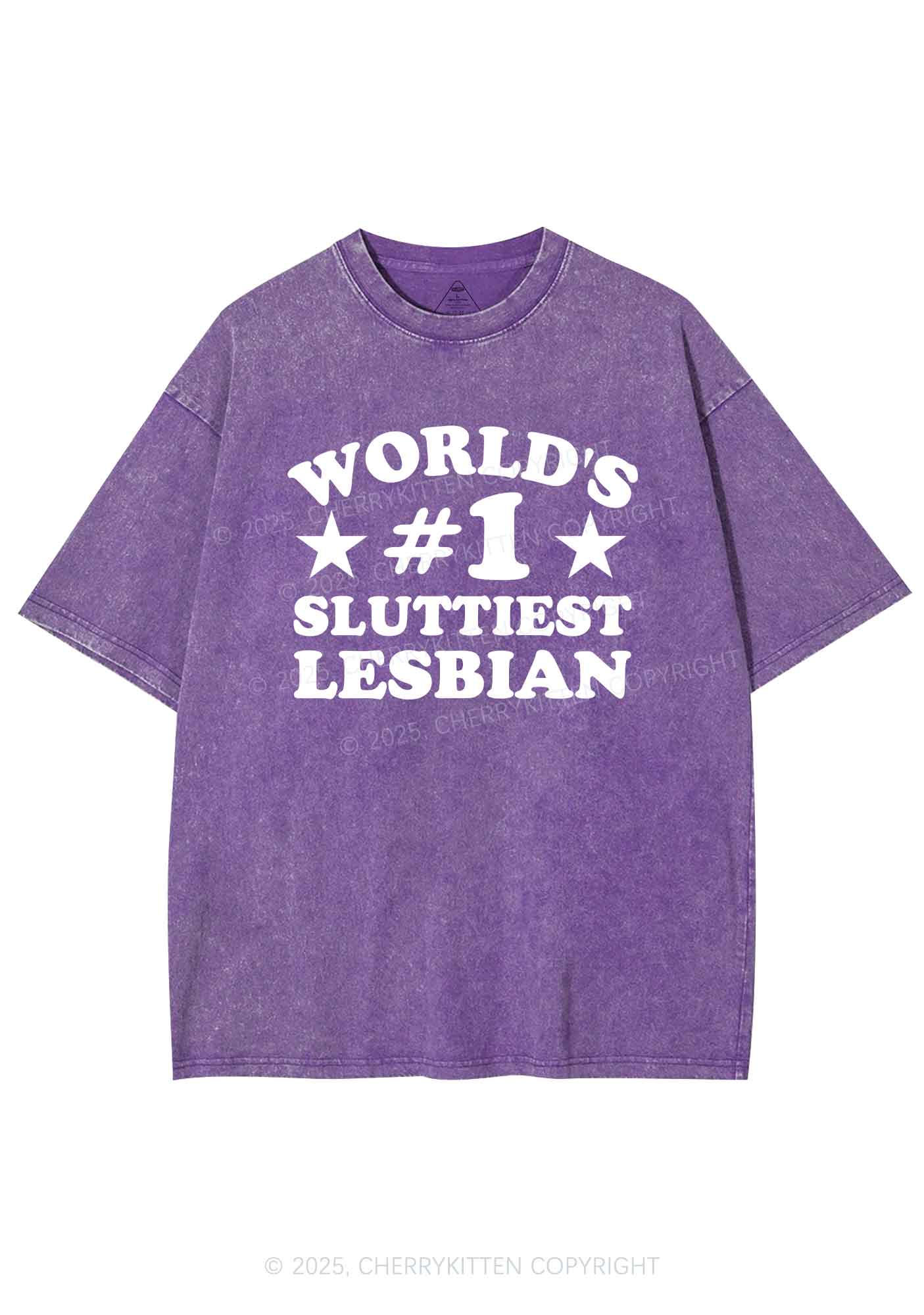Worlds First Slxttiest Lesbian Pride Y2K Shirts Washed Tee Cherrykitten