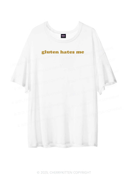 Gluten Hates Me Y2K Sheer Boyfriend Tee Cherrykitten