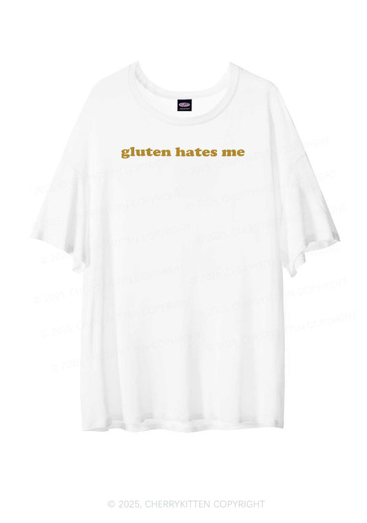 Gluten Hates Me Y2K Sheer Boyfriend Tee Cherrykitten