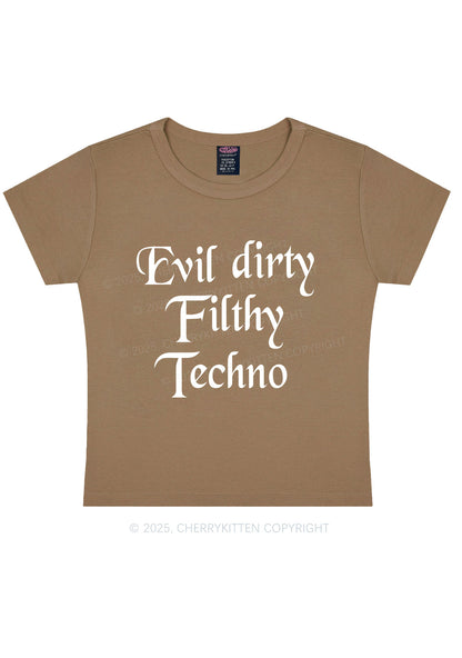 Evil Dirty Filthy Techno Y2K Baby Tee Cherrykitten