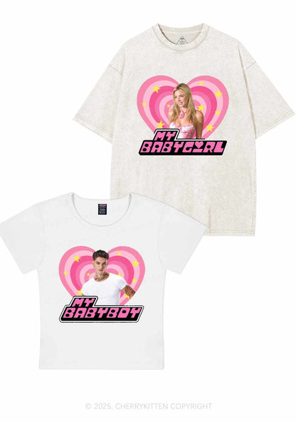 Custom Photo My Baby Y2K Valentine's Day Couple Shirt Cherrykitten