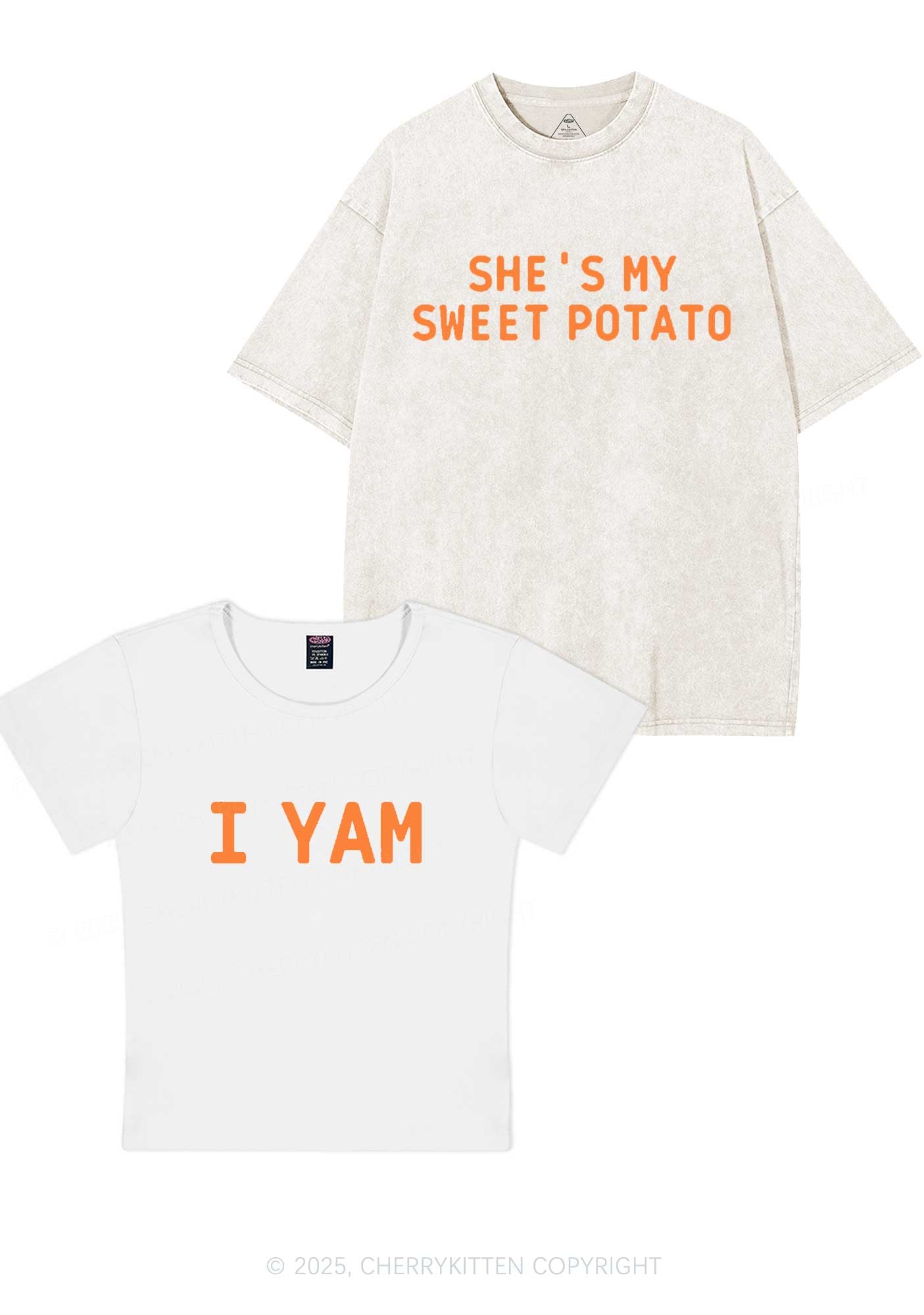 Shes My Sweet Potato Y2K Valentine's Day Couple Shirt Cherrykitten
