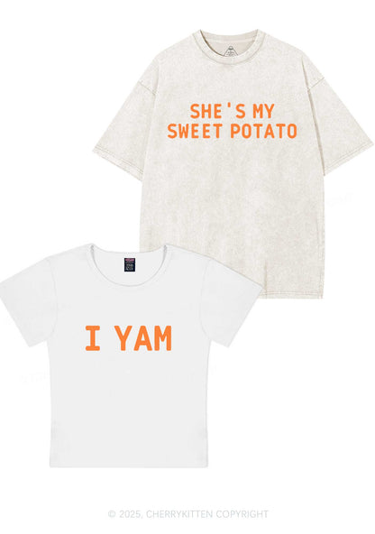 Shes My Sweet Potato Y2K Valentine's Day Couple Shirt Cherrykitten