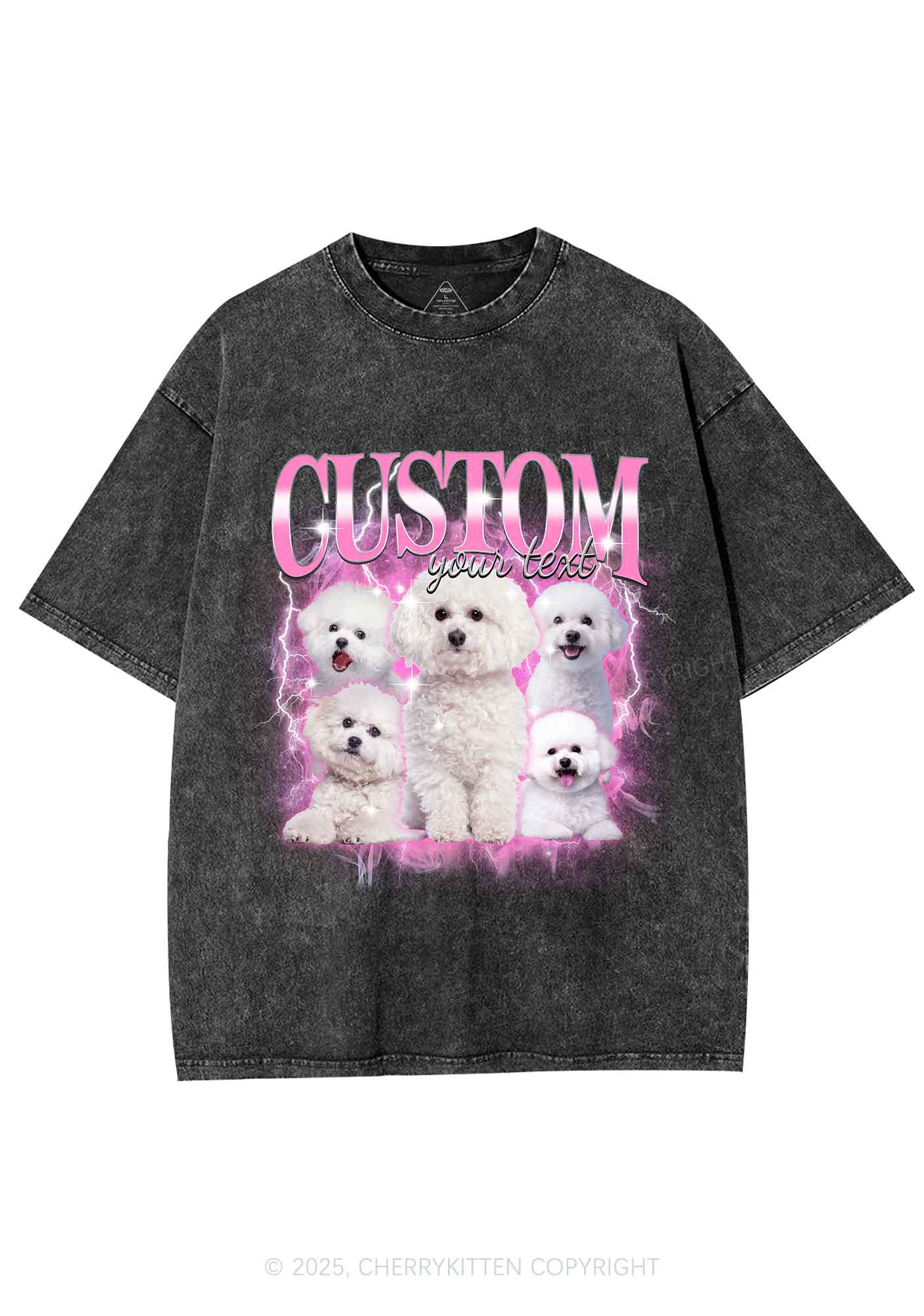 Custom Cute Puppy Photo Y2K Shirts Washed Tee Cherrykitten
