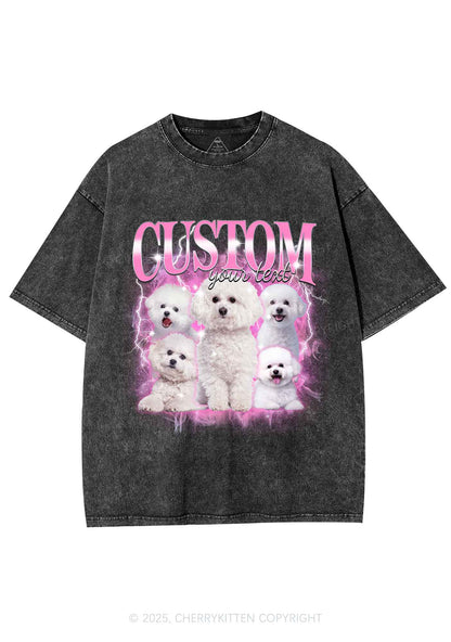 Custom Cute Puppy Photo Y2K Shirts Washed Tee Cherrykitten