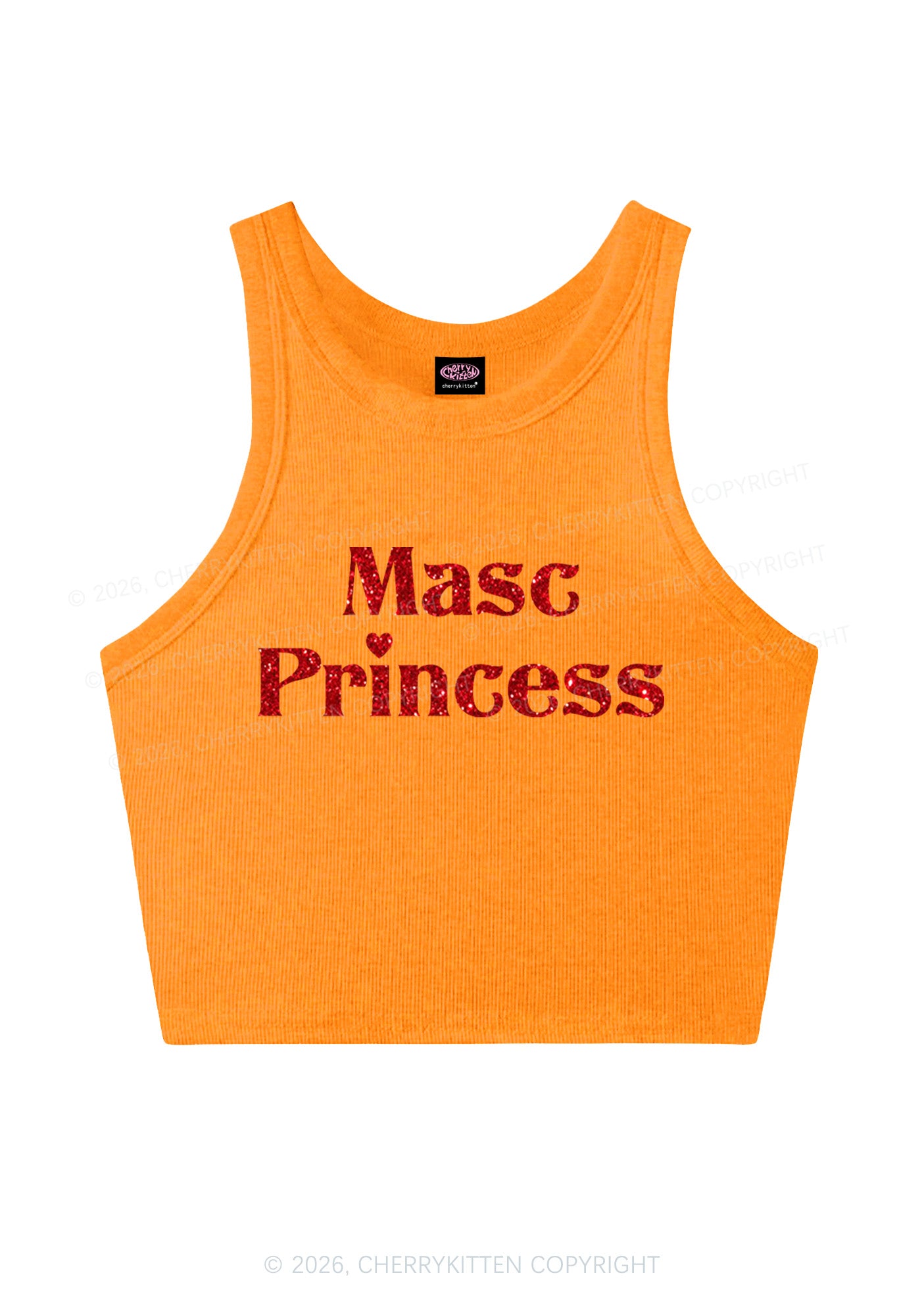 Glitter Masc Princess Pride Y2K Crop Tank Top Cherrykitten