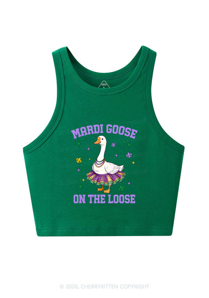 Mardi Gras Goose Y2K Crop Tank Top Cherrykitten