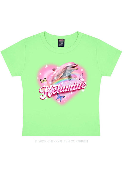 Pink K Dolphin Y2K Baby Tee Cherrykitten