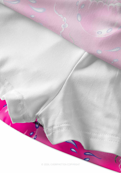 Hot Pink Jellyfish Bubble Y2K Print Mini Skirt Cherrykitten