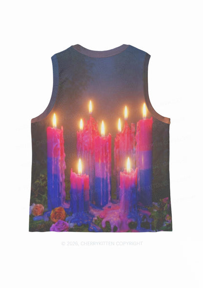 Bisexual Melting Candles Pride Y2K Mesh Muscle Tank Cherrykitten