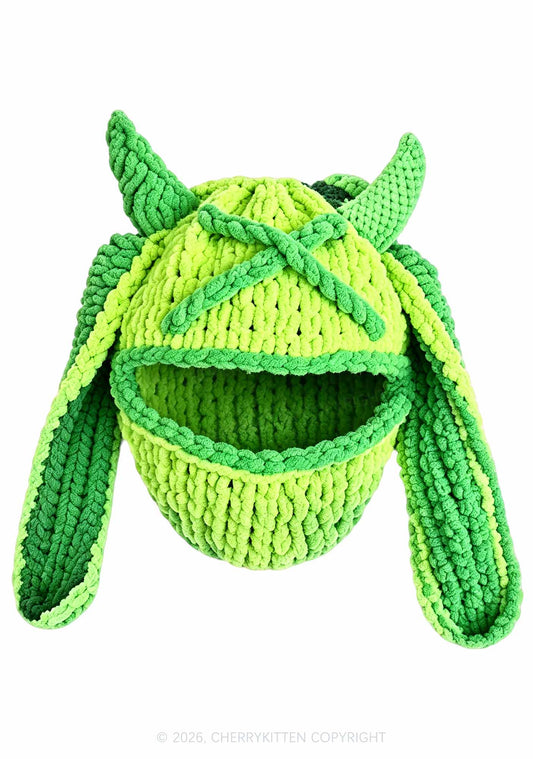 Halloween Green Bunny Horn Y2K Motorcycle Helmet Cover Cherrykitten