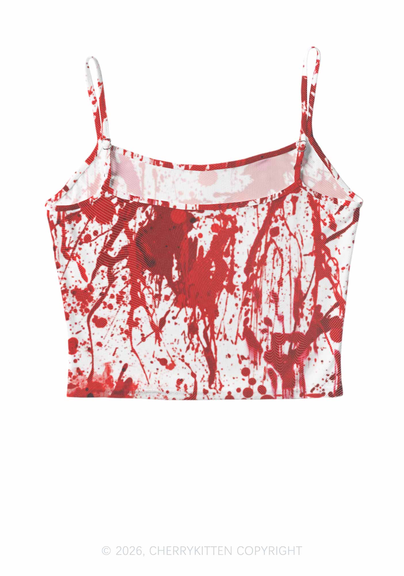 Halloween Red Blood On White Y2K Mesh Cami Tank Cherrykitten
