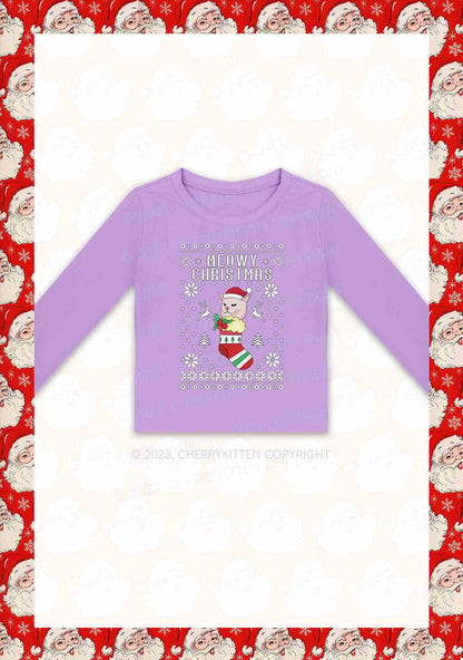Meowy Christmas Socks Y2K Long Sleeve Crop Top Cherrykitten