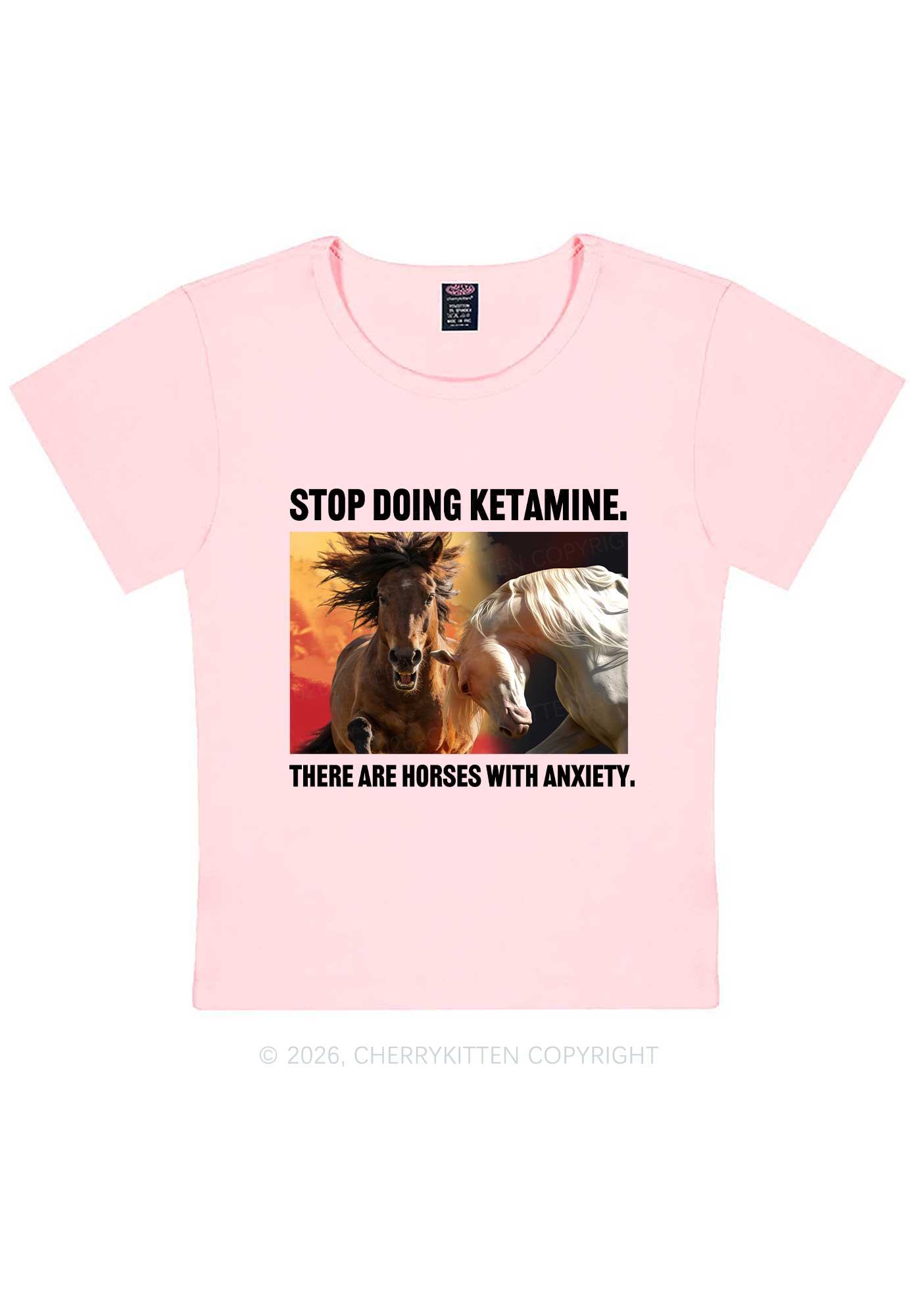 There Are Horses With Anxiety Y2K Baby Tee Cherrykitten