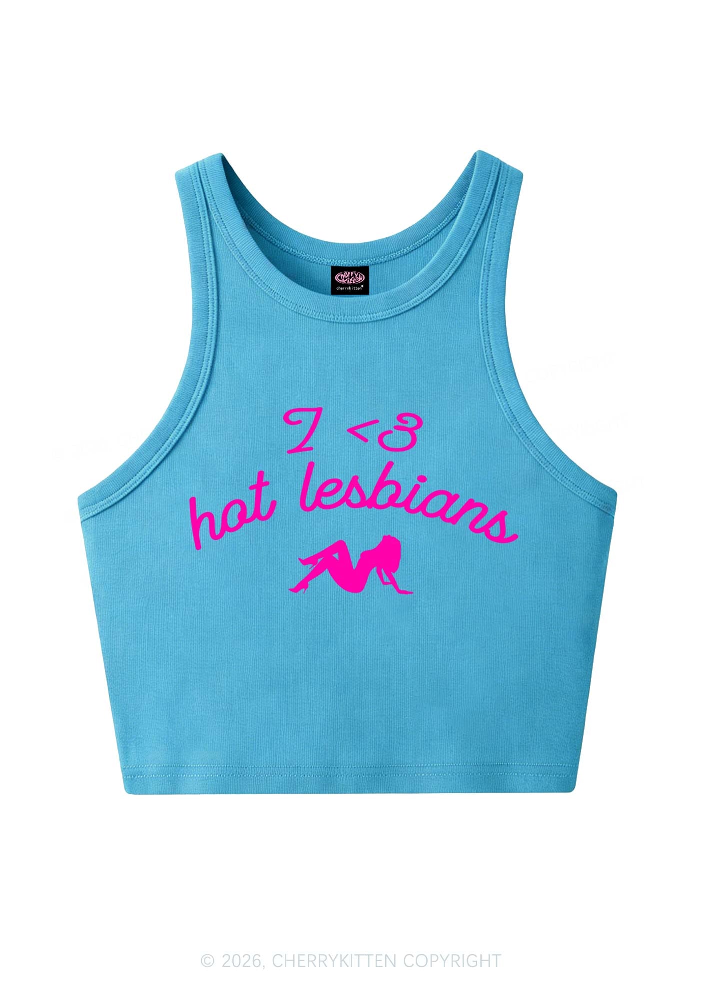 I Love Hot Lesbians Pride Y2K Crop Tank Top Cherrykitten