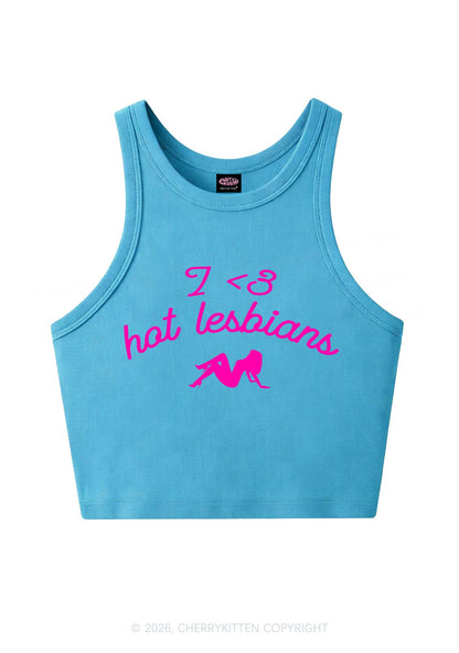 I Love Hot Lesbians Pride Y2K Crop Tank Top Cherrykitten
