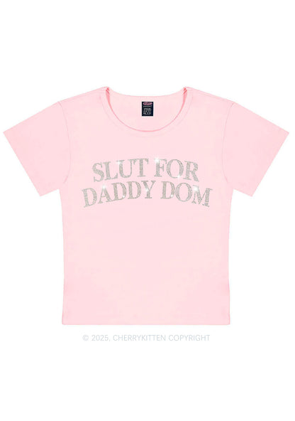 Rhinestone Slxt For Daddy Dom Y2K Baby Tee Cherrykitten