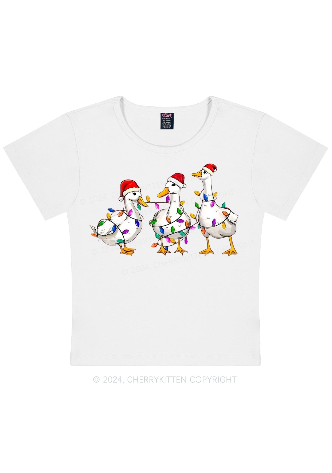 Christmas Santa Duck Y2K Baby Tee Cherrykitten