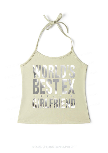 Best Ex Girlfriend Silver Foil Printed Y2K Halter Neck Cami Cherrykitten