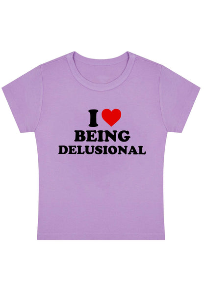 Being Delusional Y2K Baby Tee