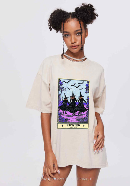 Halloween Escaped Witch Y2K Shirts Washed Tee Cherrykitten