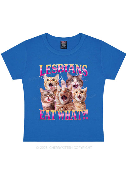 Funny Lesbian Cat Y2K Baby Tee Cherrykitten