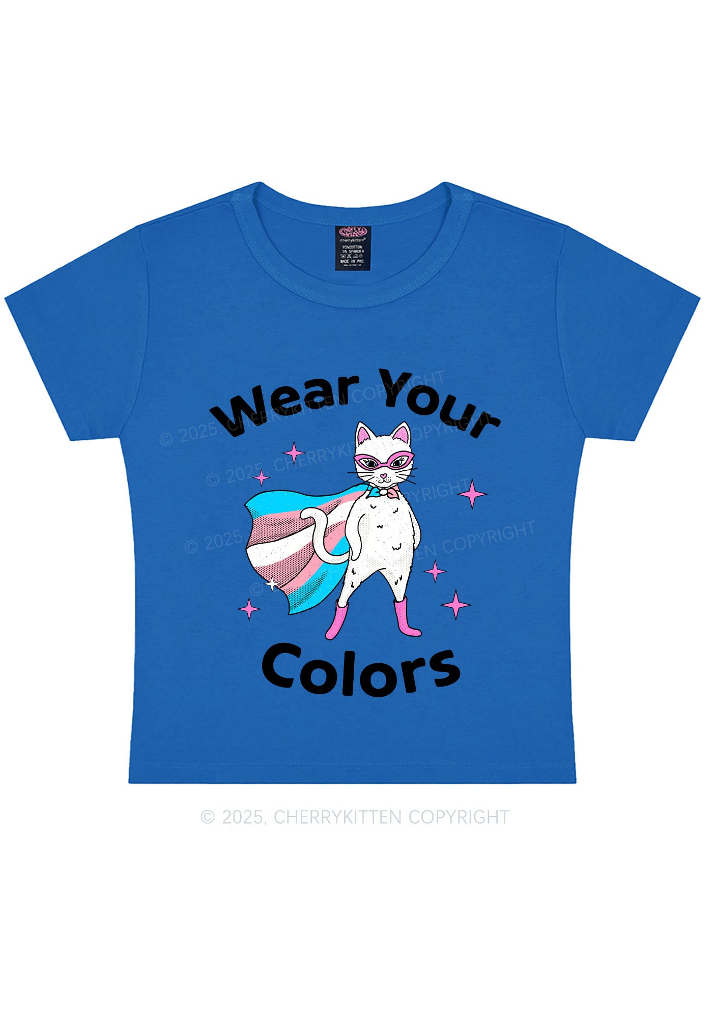 Transgender Flag Cat Pride Y2K Baby Tee Cherrykitten