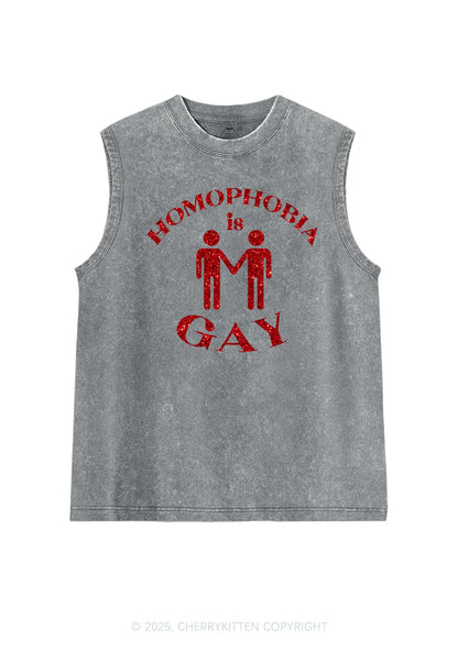 Glitter Homophobia Is Gay Pride Y2K Washed Muscle Tank Cherrykitten