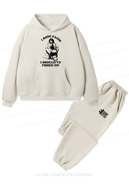 I Rode Faces Y2K Fleece Hoodie Set Cherrykitten