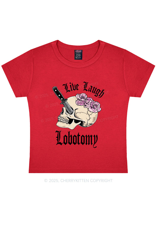 Live Laugh Lobotomy Skull Y2K Baby Tee Cherrykitten
