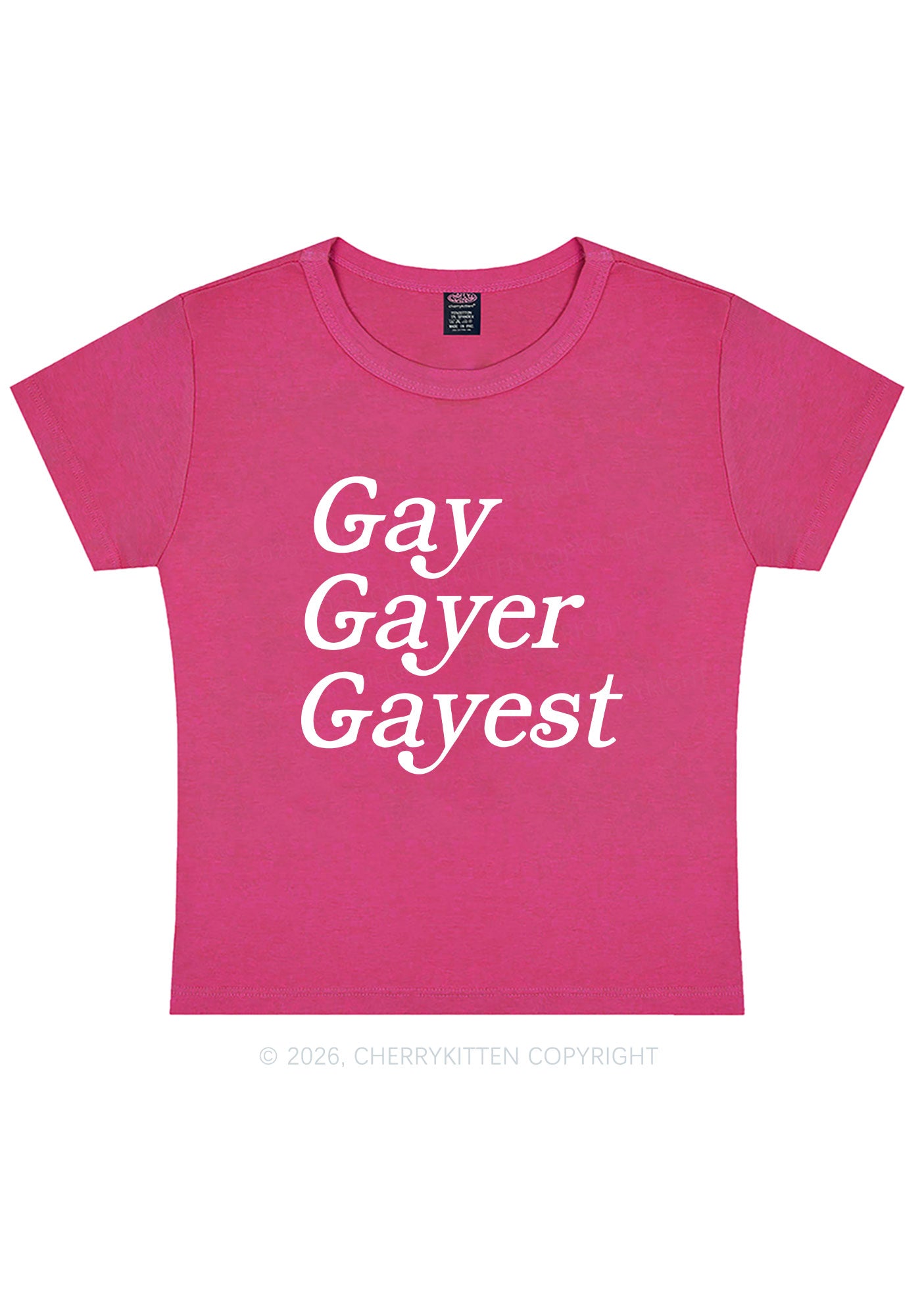 Gay Gayer Gayest Pride Y2K Baby Tee Cherrykitten