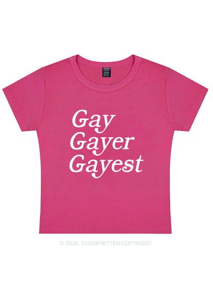 Gay Gayer Gayest Pride Y2K Baby Tee Cherrykitten