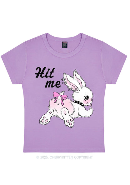 Hit Me White Bunny Y2K Baby Tee Cherrykitten