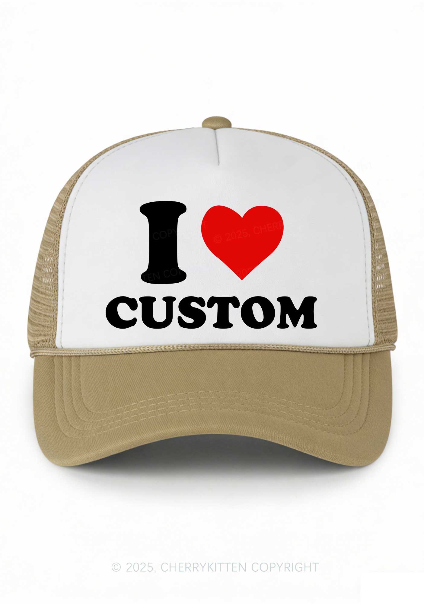 I Love Custom Valentine's Day Y2K Colorblock Trucker Hat Cherrykitten