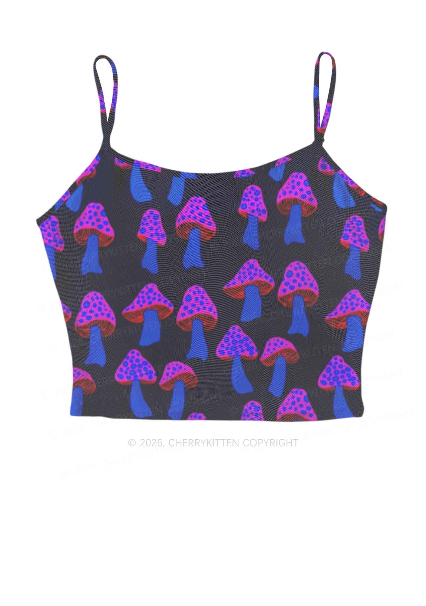 Blue Mushroom Y2K Mesh Cami Tank Cherrykitten