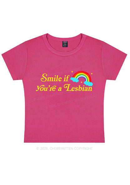 Smile If You Are Lesbian Pride Y2K Baby Tee Cherrykitten