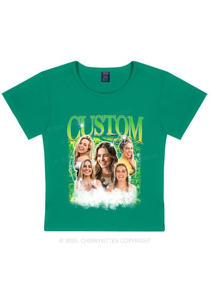 Custom Portrait Glitter Text Y2K Baby Tee Cherrykitten