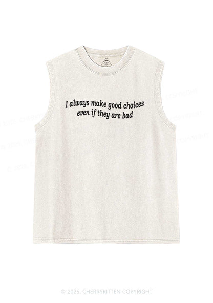 Always Make Good Choices Y2K Washed Tank Cherrykitten