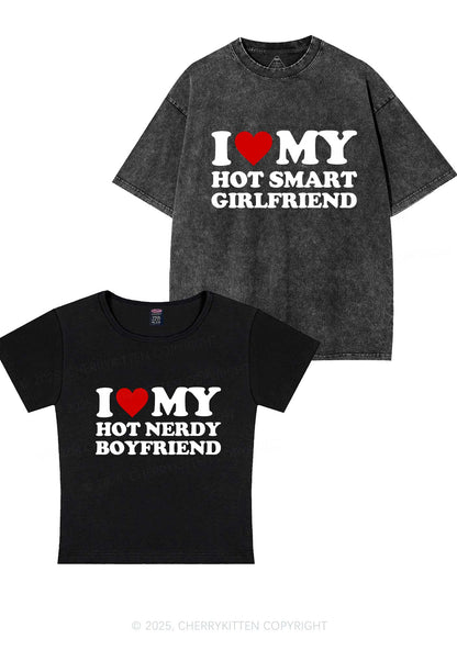I Love My Hot Nerdy BF Y2K Valentine's Day Couple Shirt Cherrykitten
