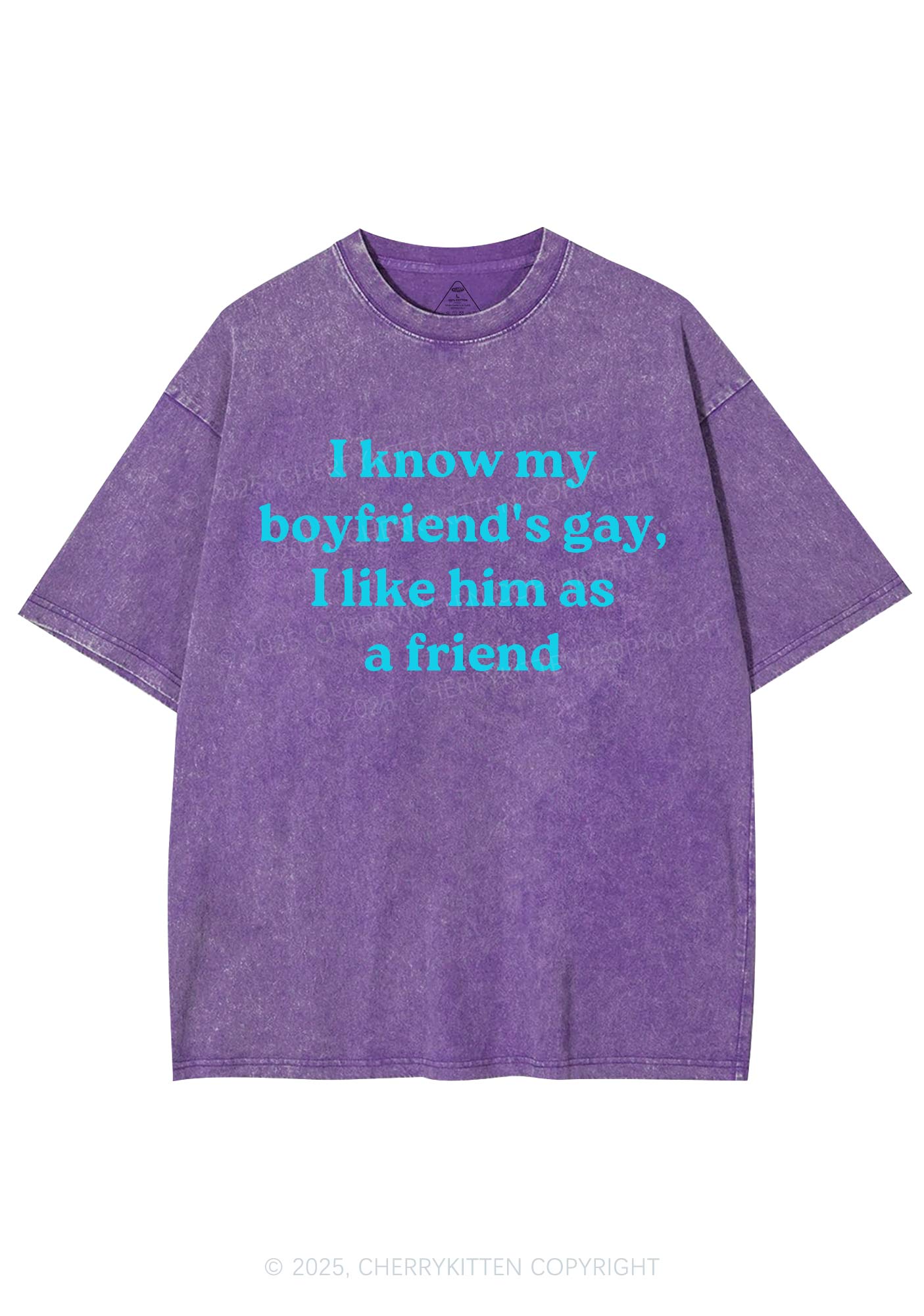 I Know My BF Is Gay Pride Y2K Shirts Washed Tee Cherrykitten