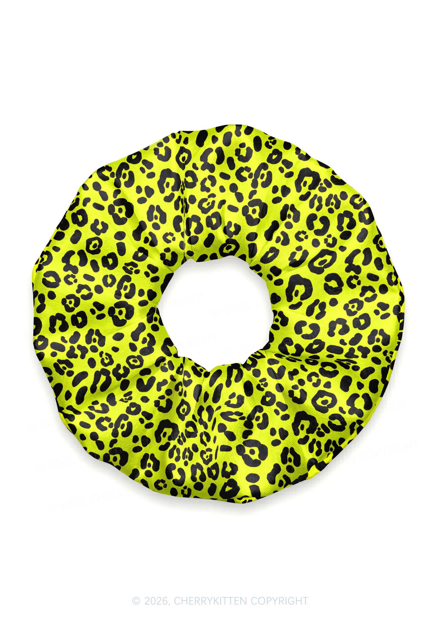 Lime Yellow Leopard Y2K Hair Scrunchie Cherrykitten