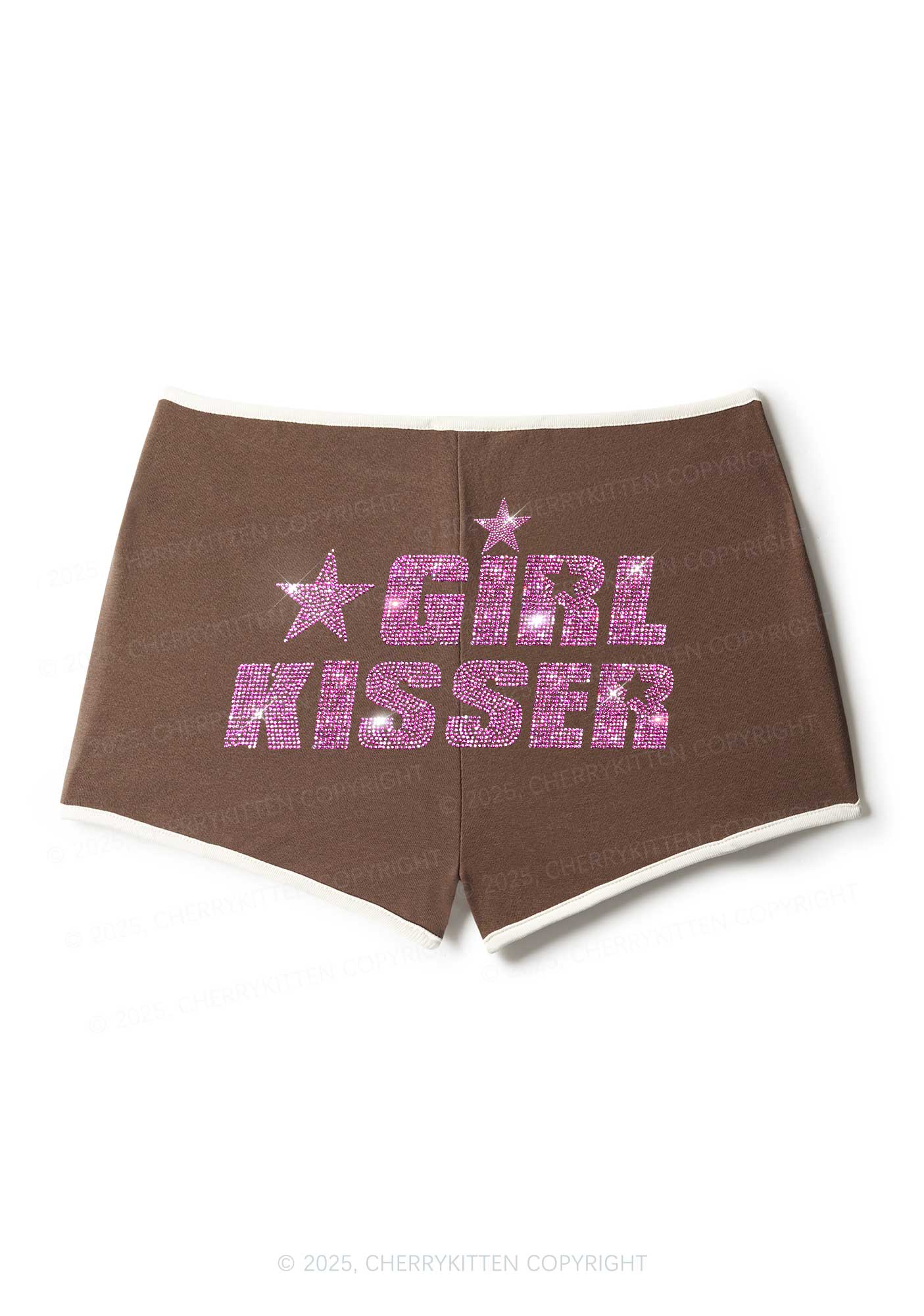 Rhinestone Girl kisser Pride Y2K Booty Shorts Cherrykitten