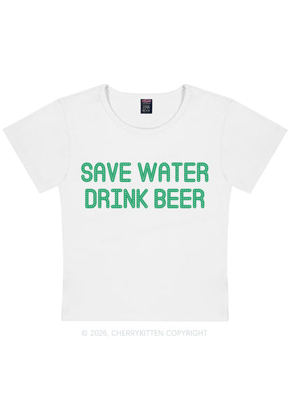 Save Water Drink Beer St Patricks Y2K Baby Tee Cherrykitten