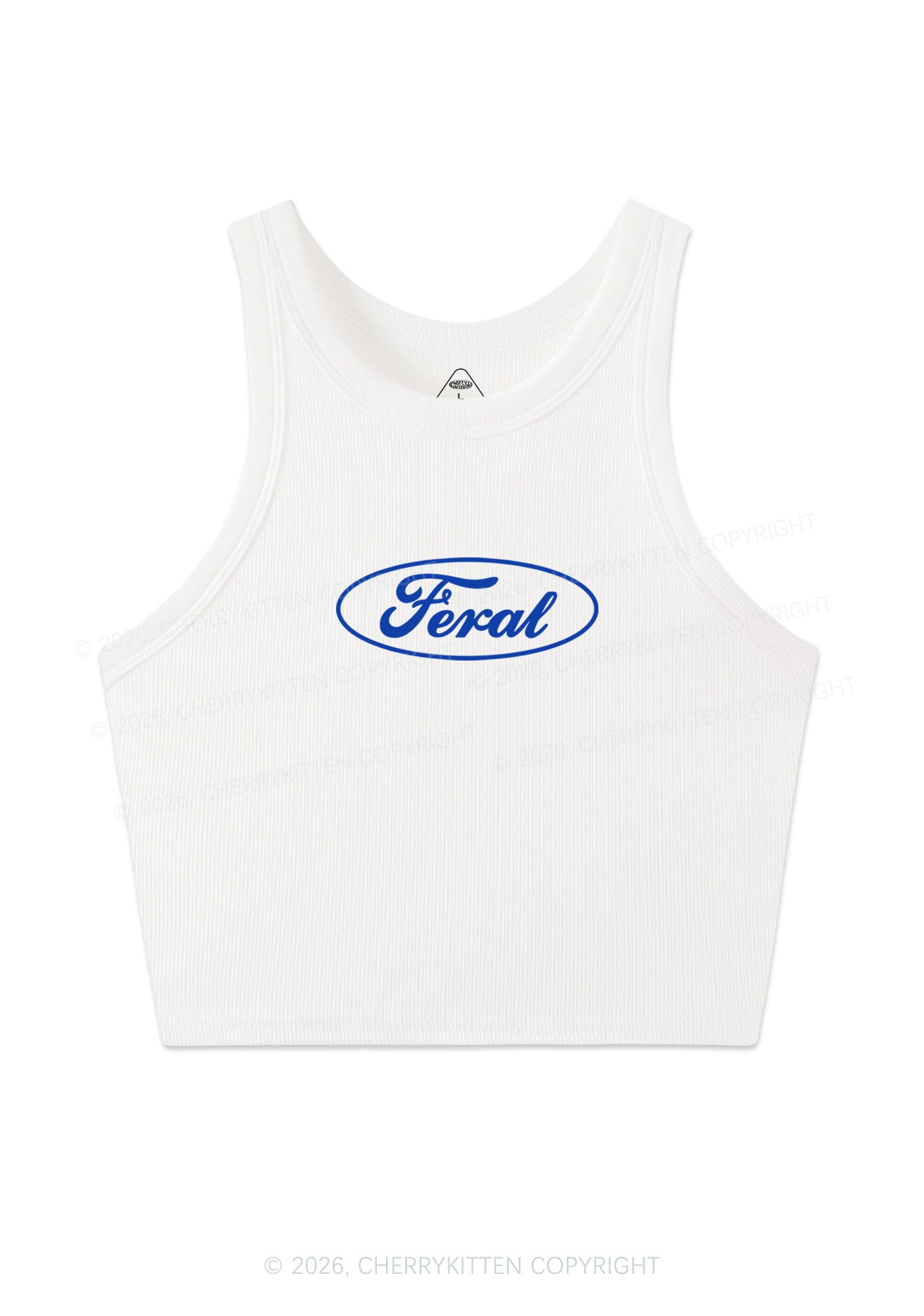 Blue Feral Y2K Crop Tank Top Cherrykitten