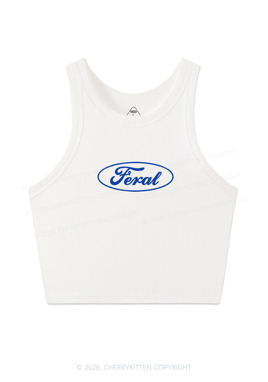 Blue Feral Y2K Crop Tank Top Cherrykitten