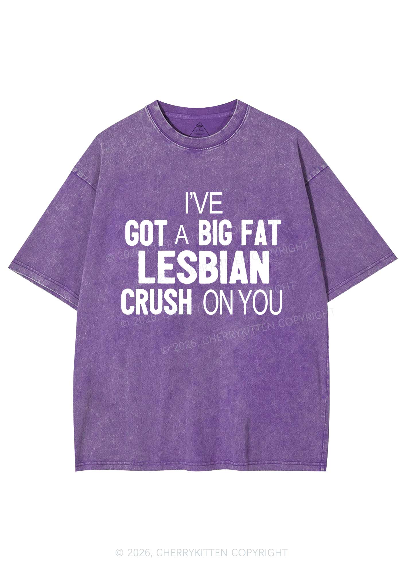 Big Fat Lesbian Crush Pride Y2K Shirts Washed Tee Cherrykitten