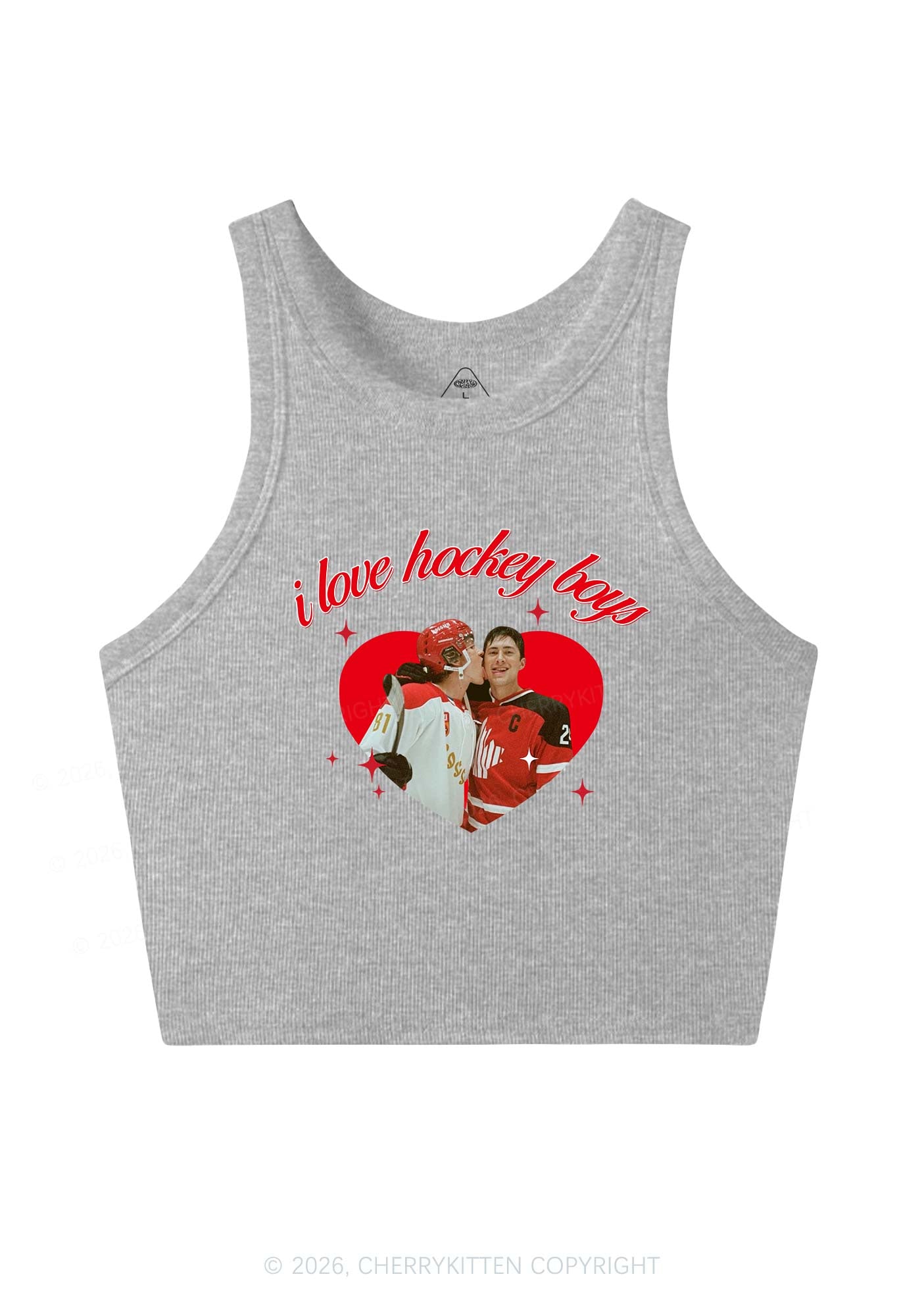 I Love Hockey Boys HR Y2K Crop Tank Top Cherrykitten