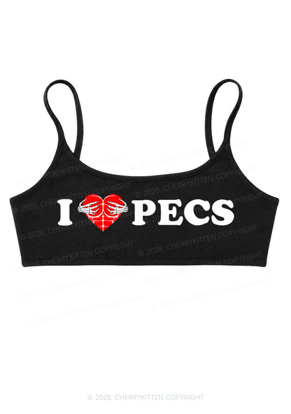 I Love Pecs Y2K Super Crop Cami Cherrykitten